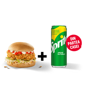 PuiBurger picant + Sprite 0,33L din partea casei